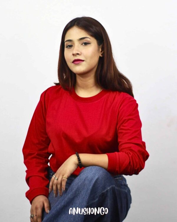Dark RED Full Sleeve Solid -T-Shirt (Unisex)
