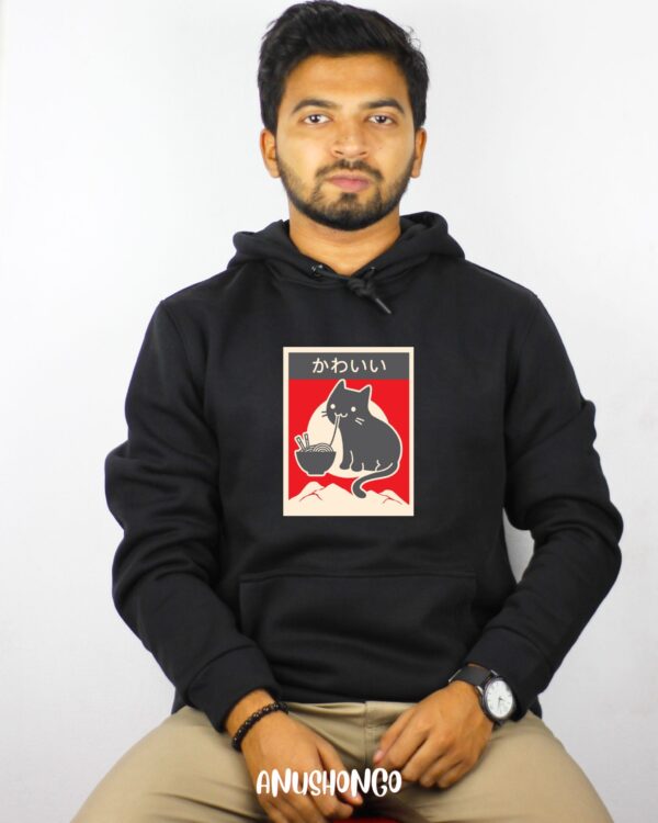 Hoodie-(UNISEX)- Kawai Cat - Front Side Print