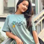 Don't Touch Me T-Shirt- Fogg Green